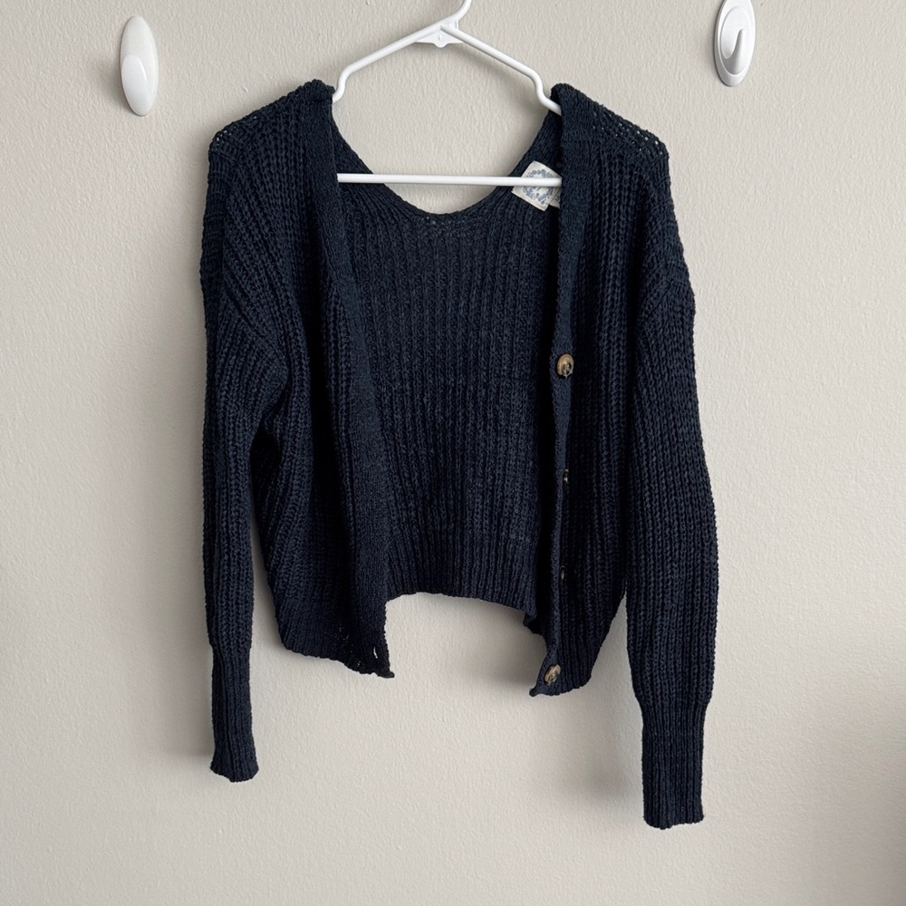 Blue Rain Black Knit Cardigan